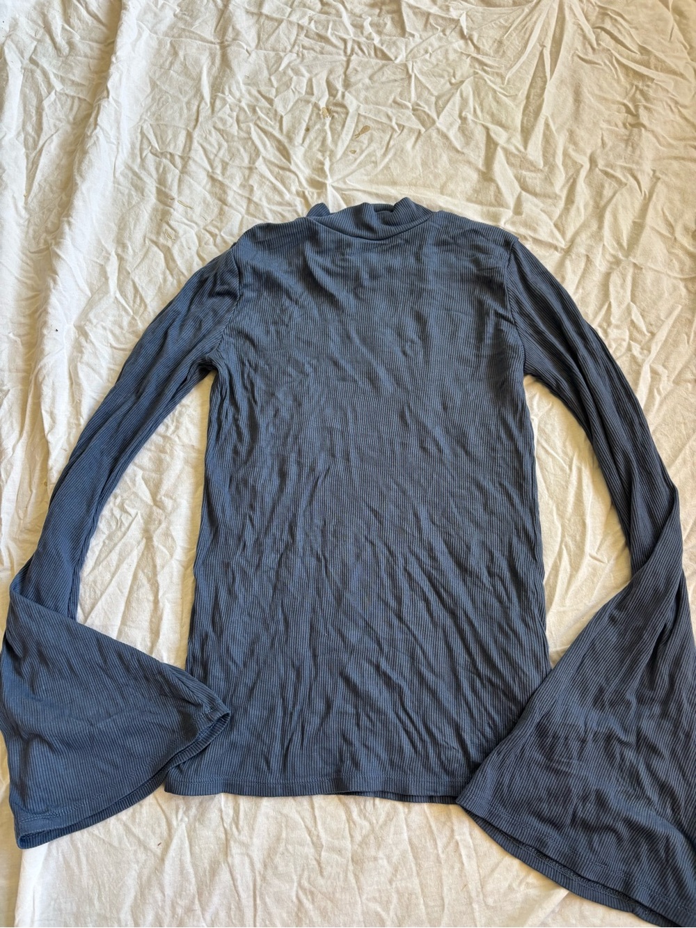 Abercrombie & Fitch Long-Sleeve Ribbed Mock Neck in Slate Blue